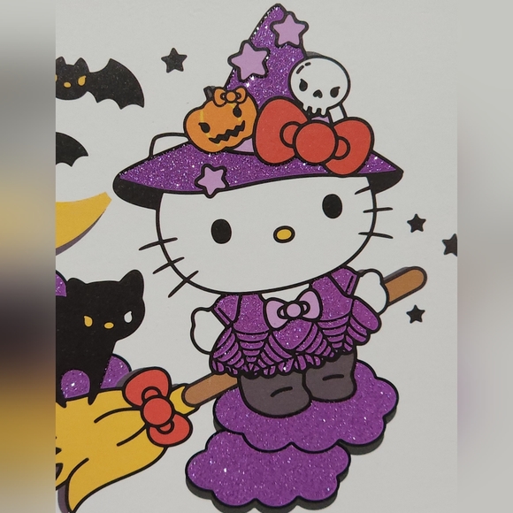 Hello Kitty Witch Halloween Block Sign Wooden Wall Shelf Art Hello Kitty Picture - Picture 2 of 6